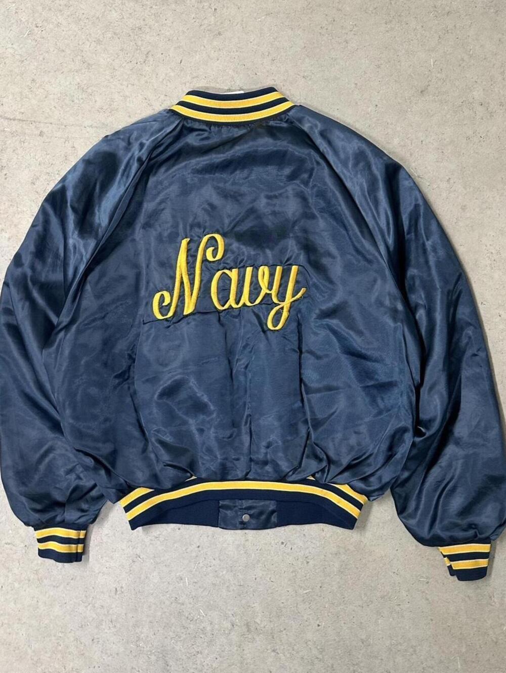 Vintage 80’s Navy Satin Jacket (Made in USA)